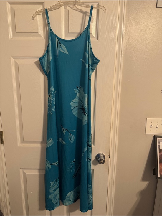 The Unbranded Brand Dresses & Skirts - Teal Floral Maxi Slip Dress with Thin Straps